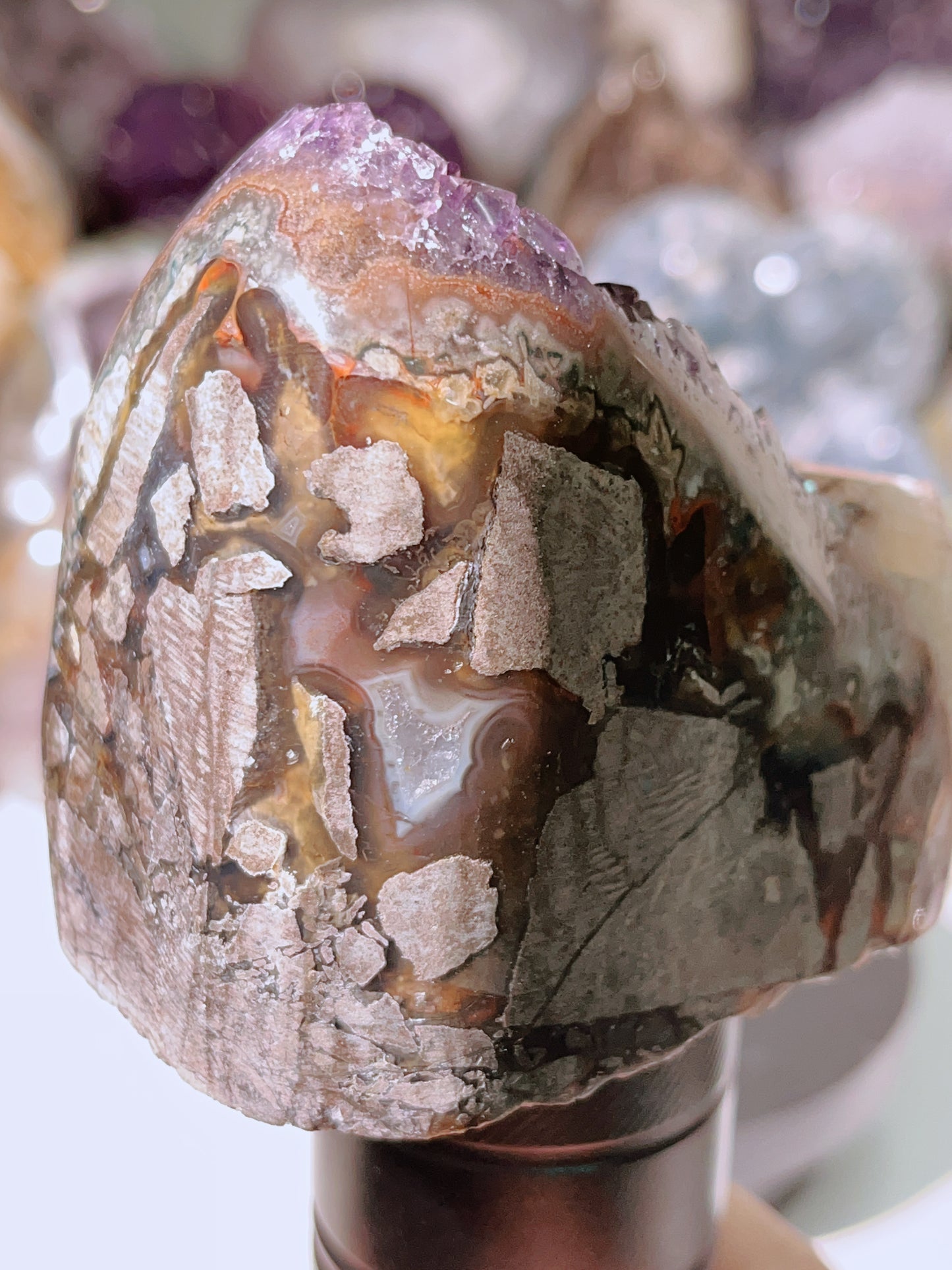 Agate Crytal with Calcite and Red inclusion