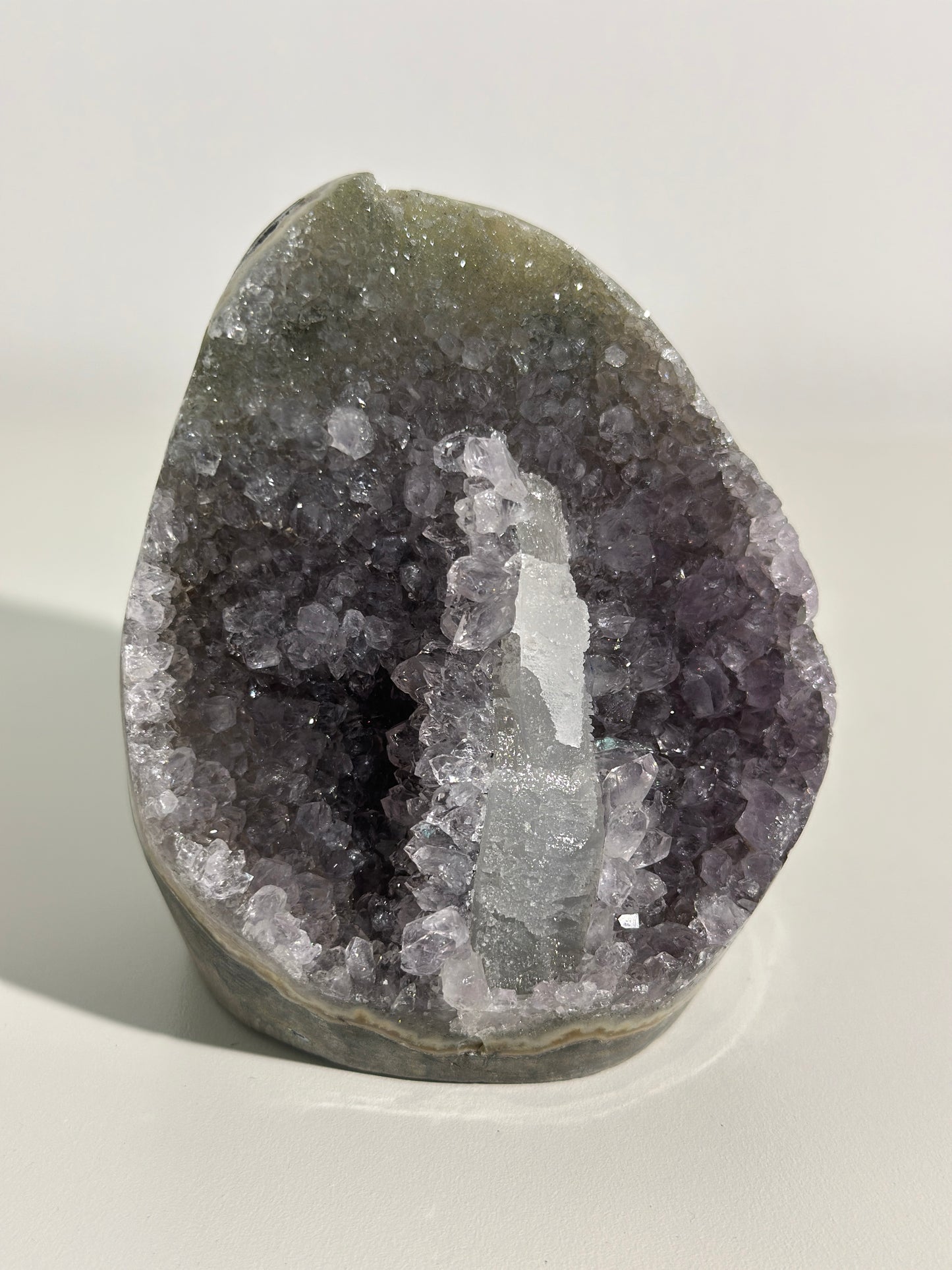 Multi-coloured Geode Quartz Crystal with Calcite