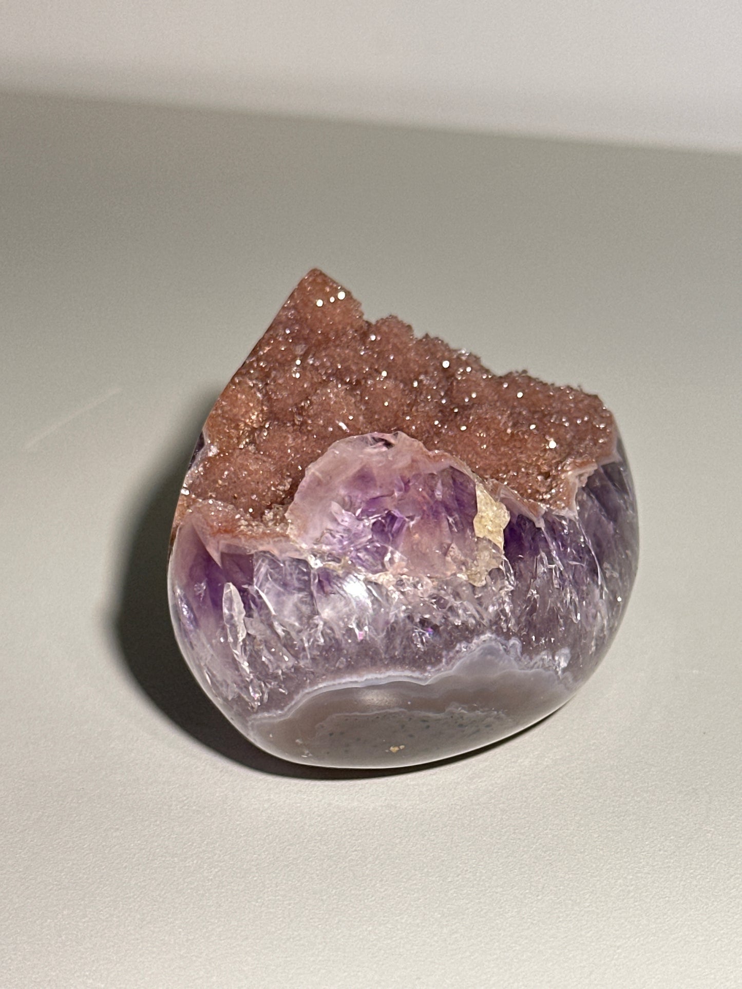 Polished Agate Amethyst with Pink Sugar Quartz