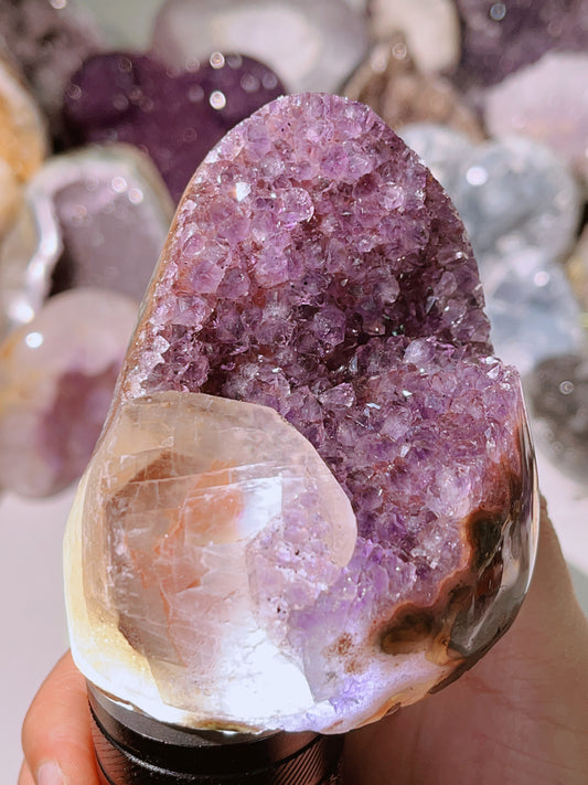 Agate Crytal with Calcite and Red inclusion