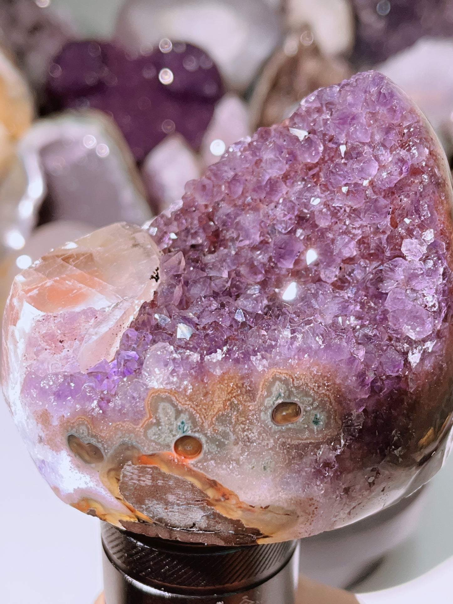 Agate Crytal with Calcite and Red inclusion