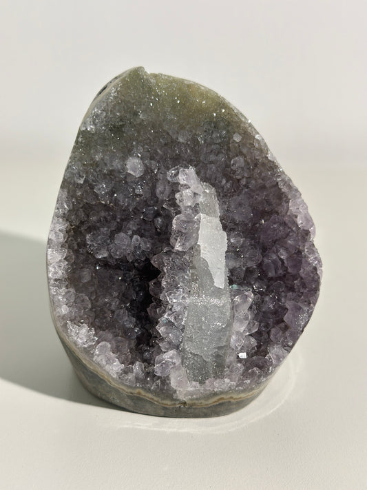 Multi-coloured Geode Quartz Crystal with Calcite