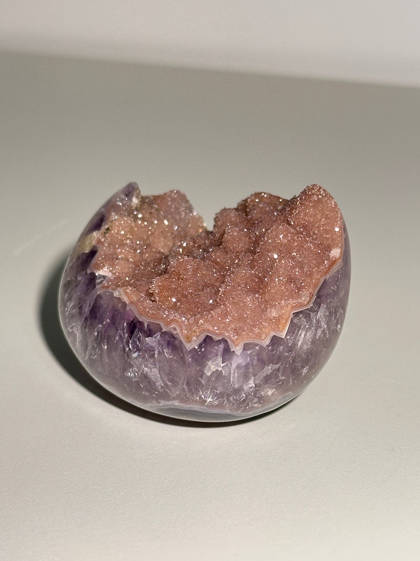Polished Agate Amethyst with Pink Sugar Quartz