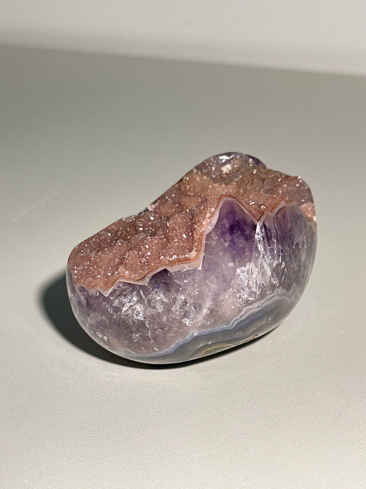 Polished Agate Amethyst with Pink Sugar Quartz