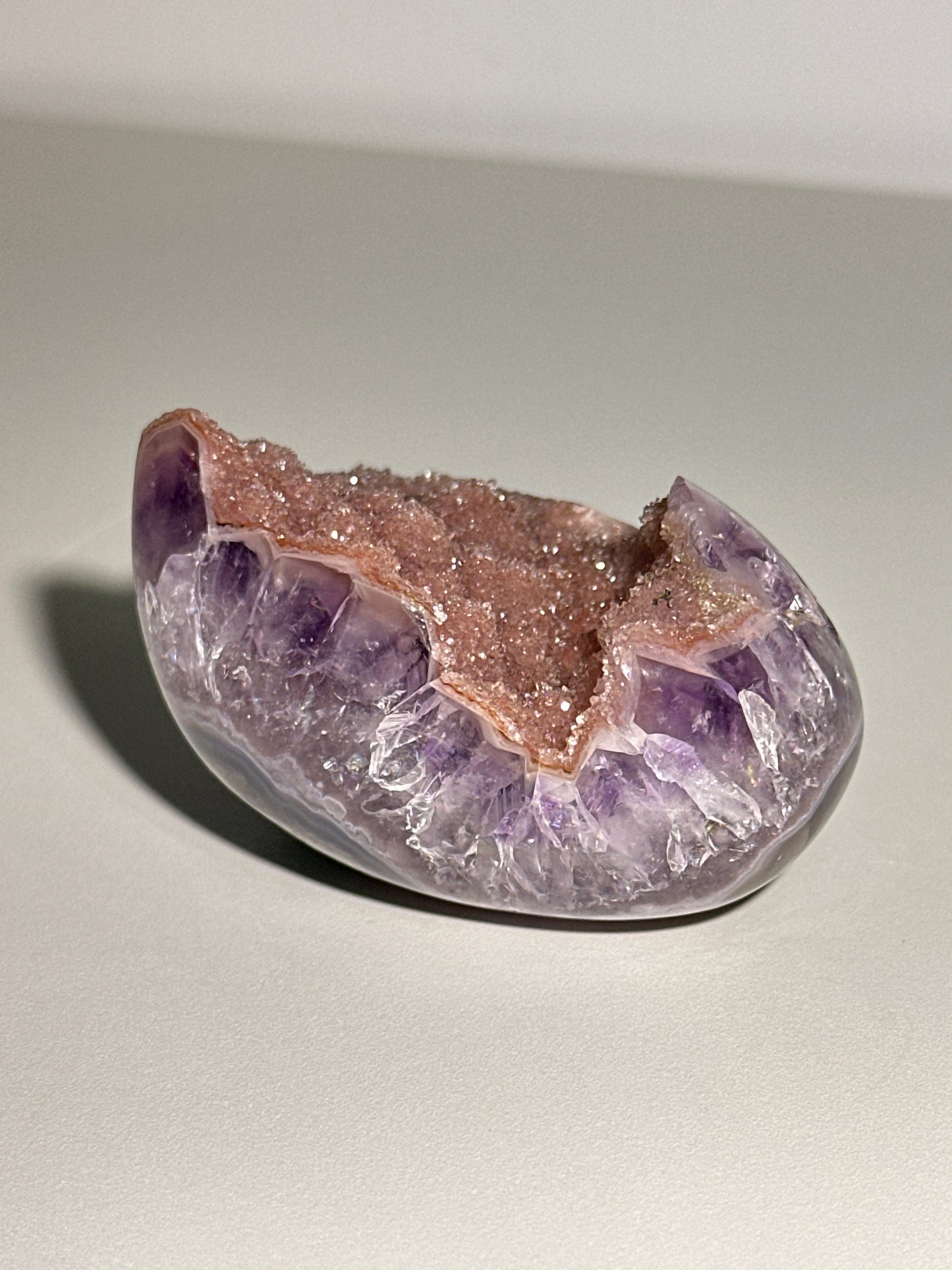 Polished Agate Amethyst with Pink Sugar Quartz